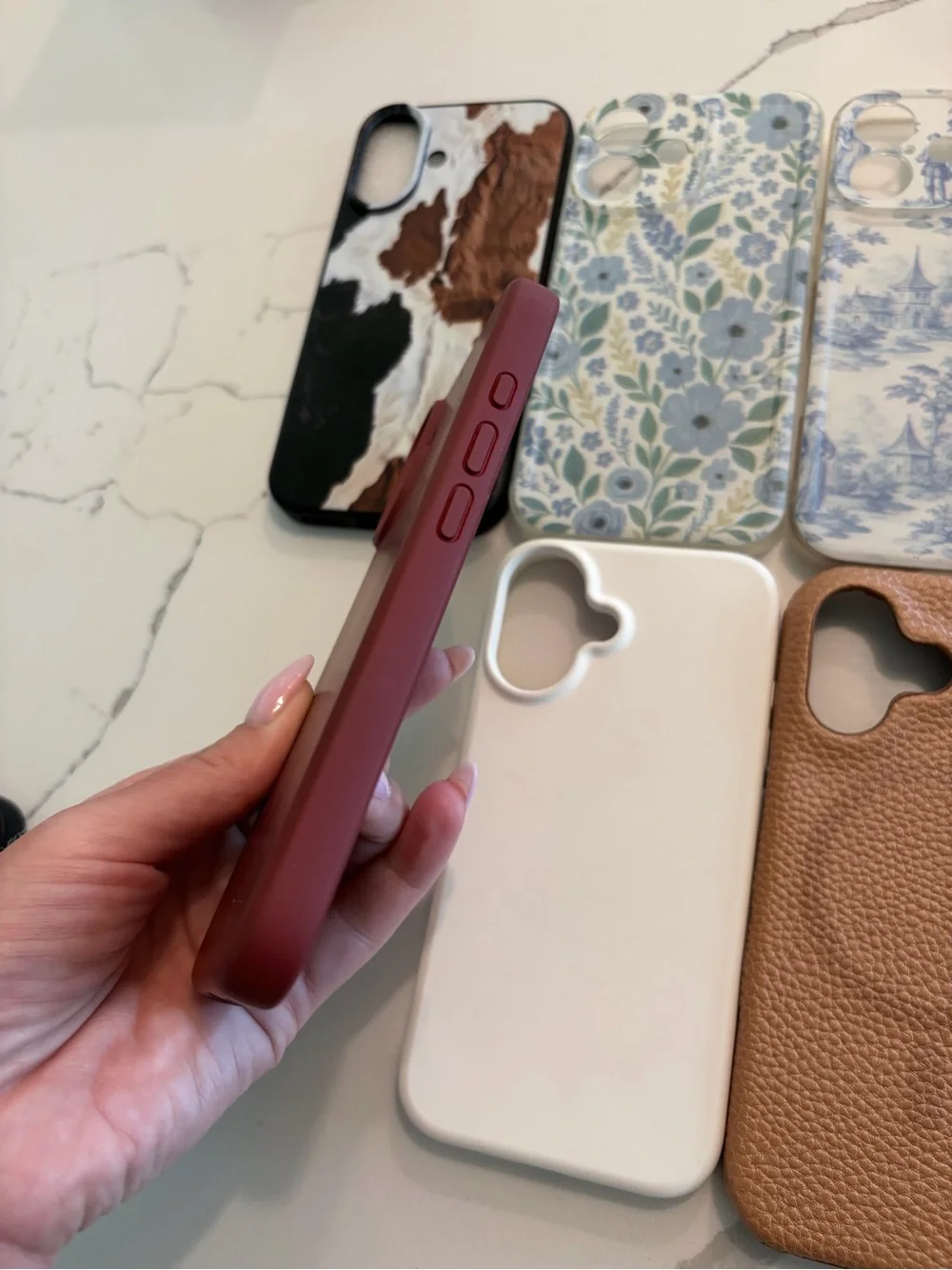 SET OF 8 iPhone 16 Cases - Brown, Beige, White, Floral, Xmas Red, Gold Design